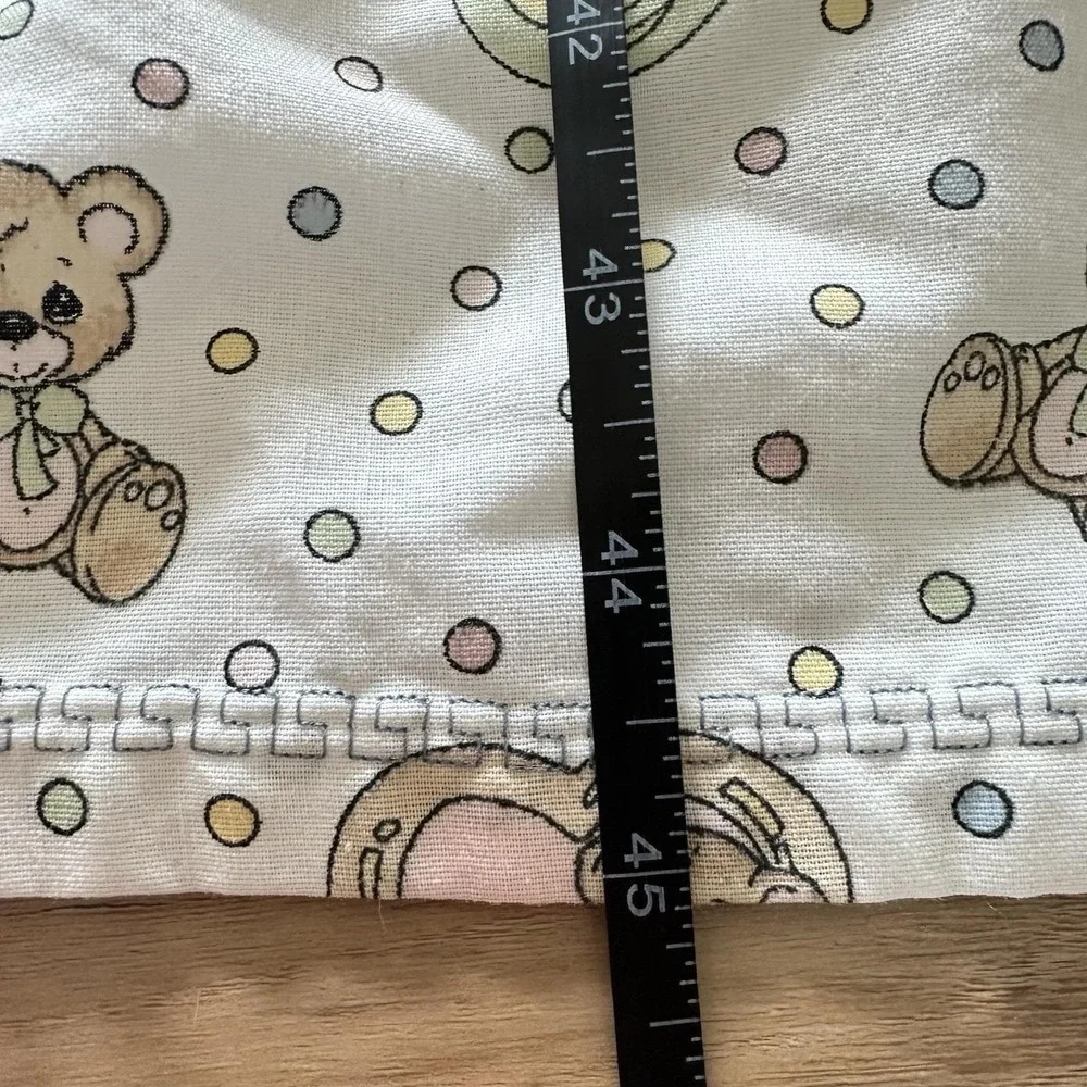 VTG 90s Hand Sewn Precious Moments Flannel Baby Blanket Bears Hearts White 45x44